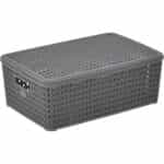 Inart Πλαστικό Κουτί Αποθήκευσης με Καπάκι Γκρι 40x27x15cm 6-70-220-0005
