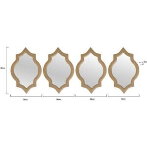 Inart S/4 Καθρέπτης Τοίχου με Χρυσό Πλαστικό Πλαίσιο 30x20cm 6-95-290-0001