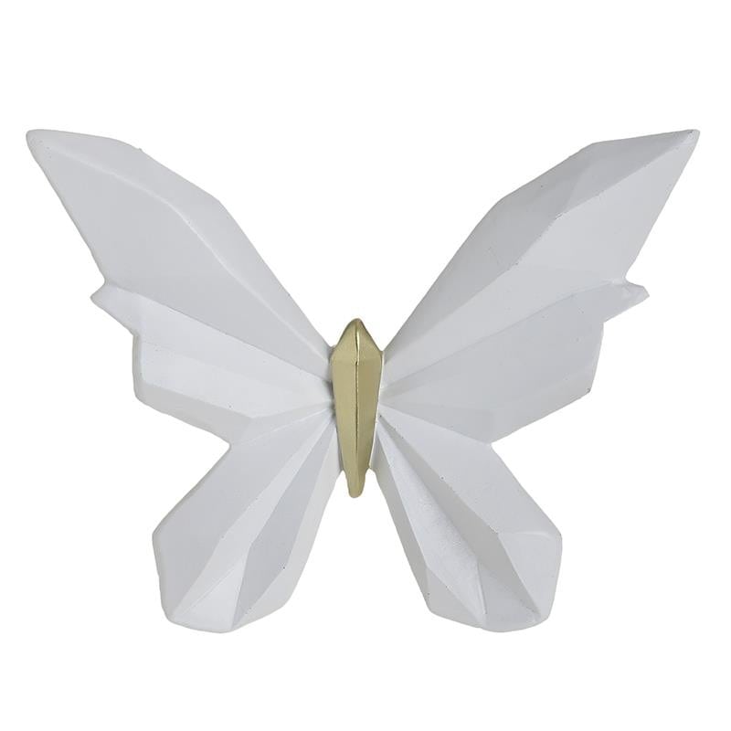 Inart Διακοσμητική Πεταλούδα Τοίχου Πολυρητίνης Λευκή 21x4x16cm