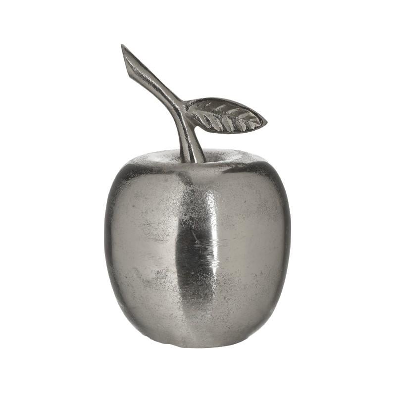 Inart Διακοσμητικό Μήλο από Μέταλλο Ασημί 10x10x17cm