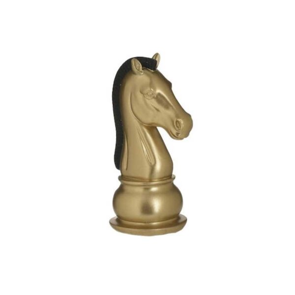 Inart Διακοσμητικό Άλογο Πολυρητίνης Πιόνι Σκακιού Χρυσό / Μαύρο 11x9x19cm