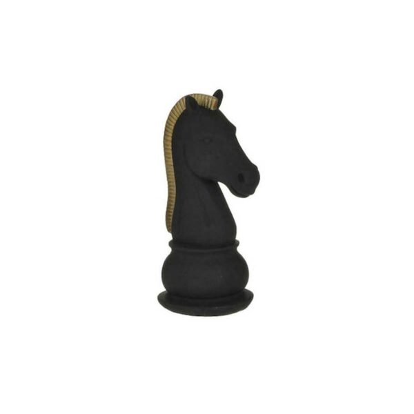 Inart Διακοσμητικό Άλογο Πολυρητίνης Πιόνι Σκακιού Μαύρο 11x9x19cm