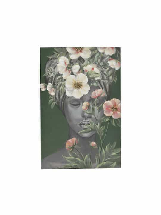 Γυναίκα Με Λουλούδια Πίνακας σε Καμβά 60x90cm Inart 3-90-006-0303 - Image 1
