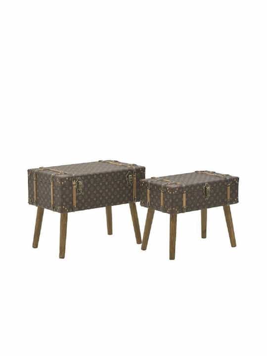 Inart Σετ Διακοσμητικά Μπαούλα Καφέ 2τμχ 60x34x45εκ. 3-50-899-0007 - Image 1