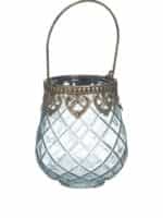 Inart Κηροπήγιο Γυάλινο/Μεταλλικό Μπλε 9x11 Κωδικός: 3-70-912-0212