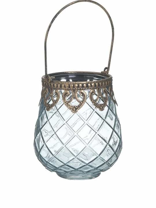 Inart Κηροπήγιο Γυάλινο/Μεταλλικό Μπλε 9x11 Κωδικός: 3-70-912-0212 - Image 1