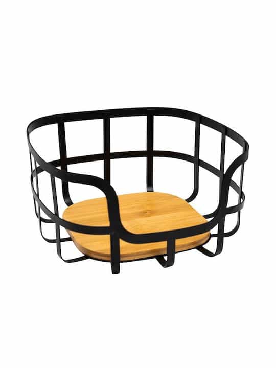 ESTIA ΦΡΟΥΤΙΕΡΑ BAMBOO ESSENTIALS ΜΕΤΑΛΛΙΚΗ 24x24x12.7cm ΜΑΥΡΗ - Image 1