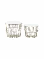 INART S/2 TΡΑΠΕΖΙ ΞΥΛΙΝΟ/ΜΕΤΑΛΛΙΚΟ ΜΕ ΑΠΟΘΗΚΕΥΤΙΚΟ ΧΩΡΟ ΛΕΥΚΟ/ΧΡΥΣΟ 50Χ50Χ42