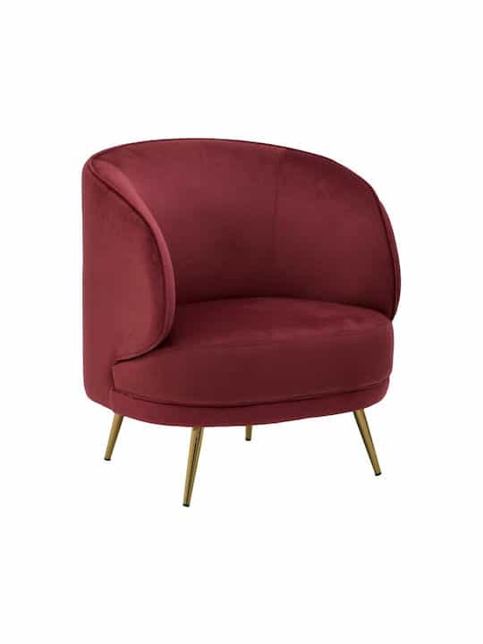 Πολυθρόνα Βελούδινη Κόκκινη 68x68x80cm Κωδικός: 3-50-553-0021 - Image 1