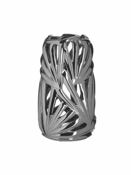 Inart Διακοσμητικό Βάζο Κεραμικό Ασημί 13x13x24cm Κωδικός: 3-70-619-0022 - Image 1
