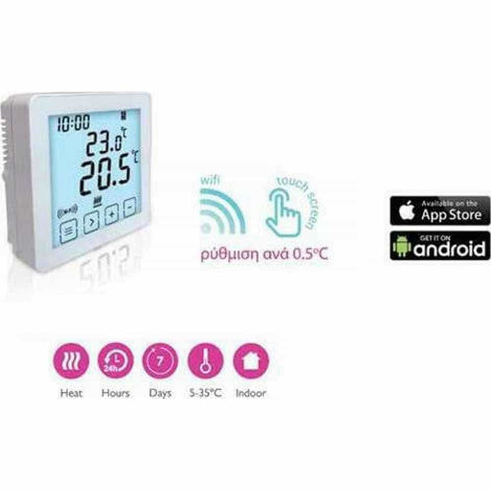 Διακόπτης Χρονοθερμοστάτης Wi Fi Αφής 98x96x42mm LINEME 11-00125-1 - Image 1