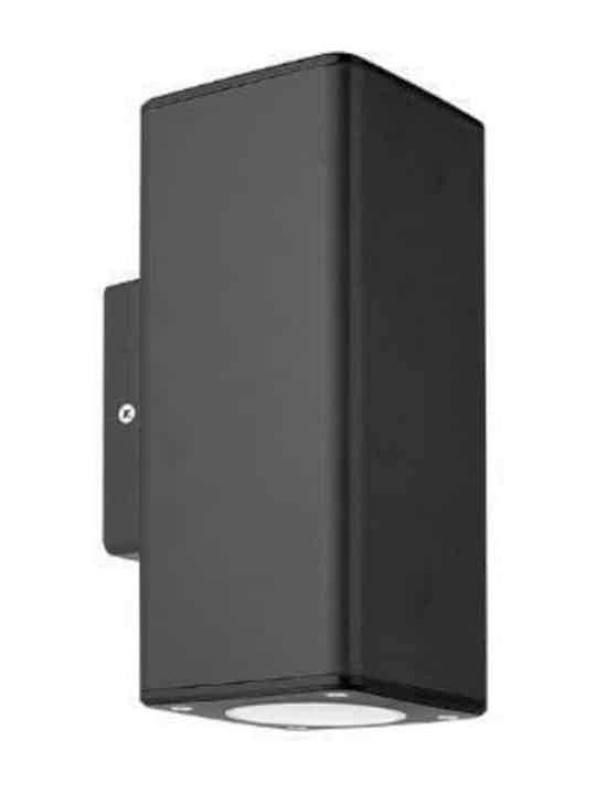 Fos me Απλίκα Τοίχου Τετράγωνη 2xGU10 9W IP65 Πλαστικό H21.5 Up&Down Ανθρακί 21-0212-19 - Image 1