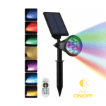 Ηλιακό Προβολάκι Καρφί Μαύρο 7LED 7Χρώματα RGB 7W 47-00103