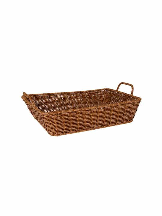 Διακοσμητικό Καλάθι Rattan με Χερούλια Καφέ 37x27x8.5εκ. Iliadis 85952 - Image 1