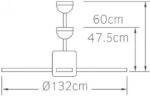 Ανεμιστήρας οροφής LED Rhea Ø132cm IP55 3000K/4000K/6000K/CCT 18W Τηλεχειριζόμενο μαύρο 02-00325 - Image 2