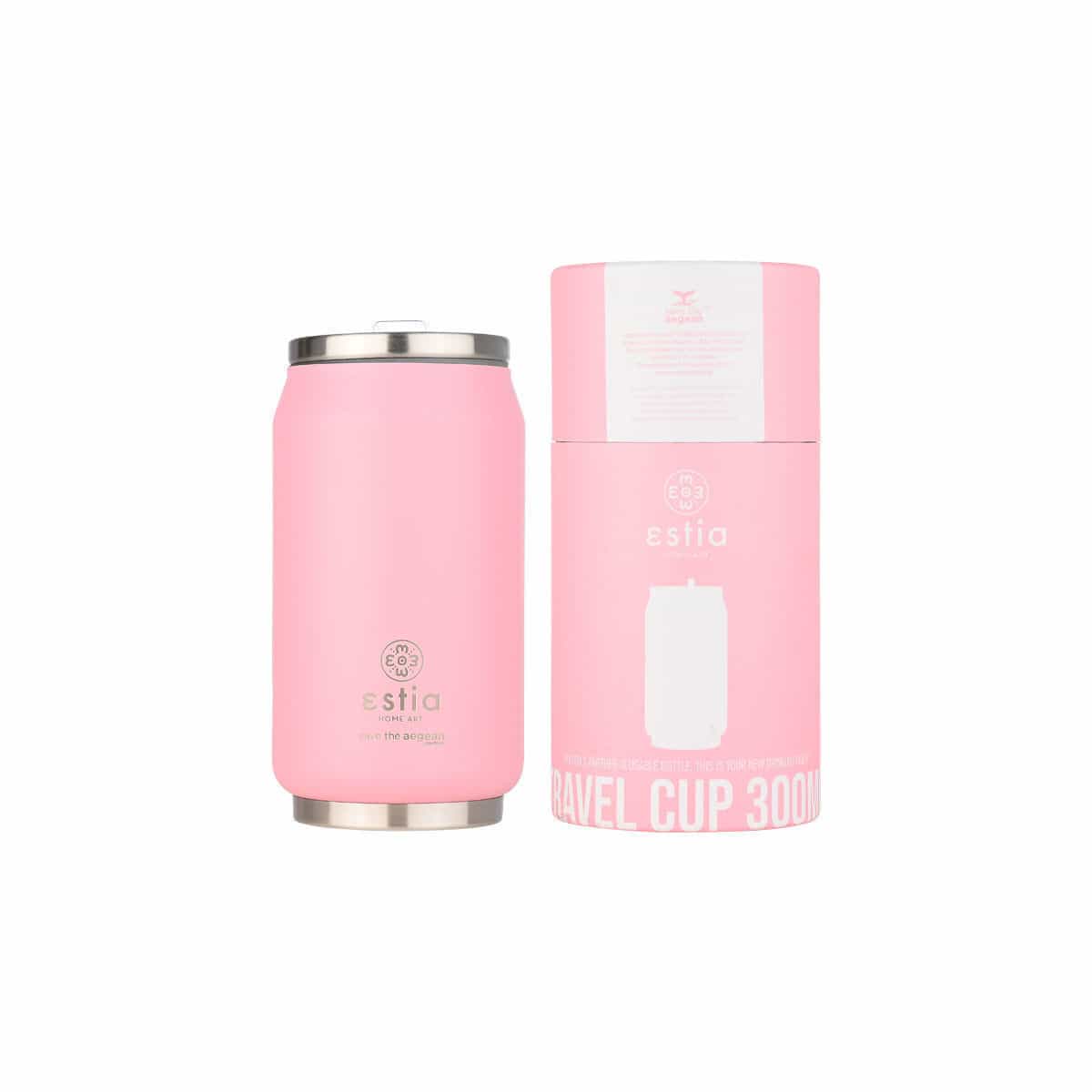 Estia Travel Cup Save the Aegean Ποτήρι Θερμός Ανοξείδωτο BPA Free Blossom Rose 300ml με Καλαμάκι 01-22884 - Image 1