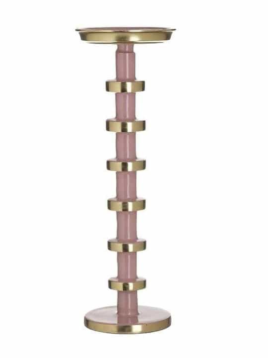 Inart Κηροπήγιο Μεταλλικό Ροζ/Χρυσό 10x10x30εκ. 3-70-650-0029 - Image 1