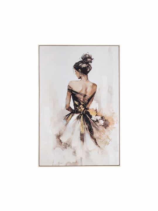 Belle Epogue Woman Ελαιογραφια 80χ120 Εκ Σαμπανι Κορνιζα Τυπωμενο Καμβα 89115 - Image 1