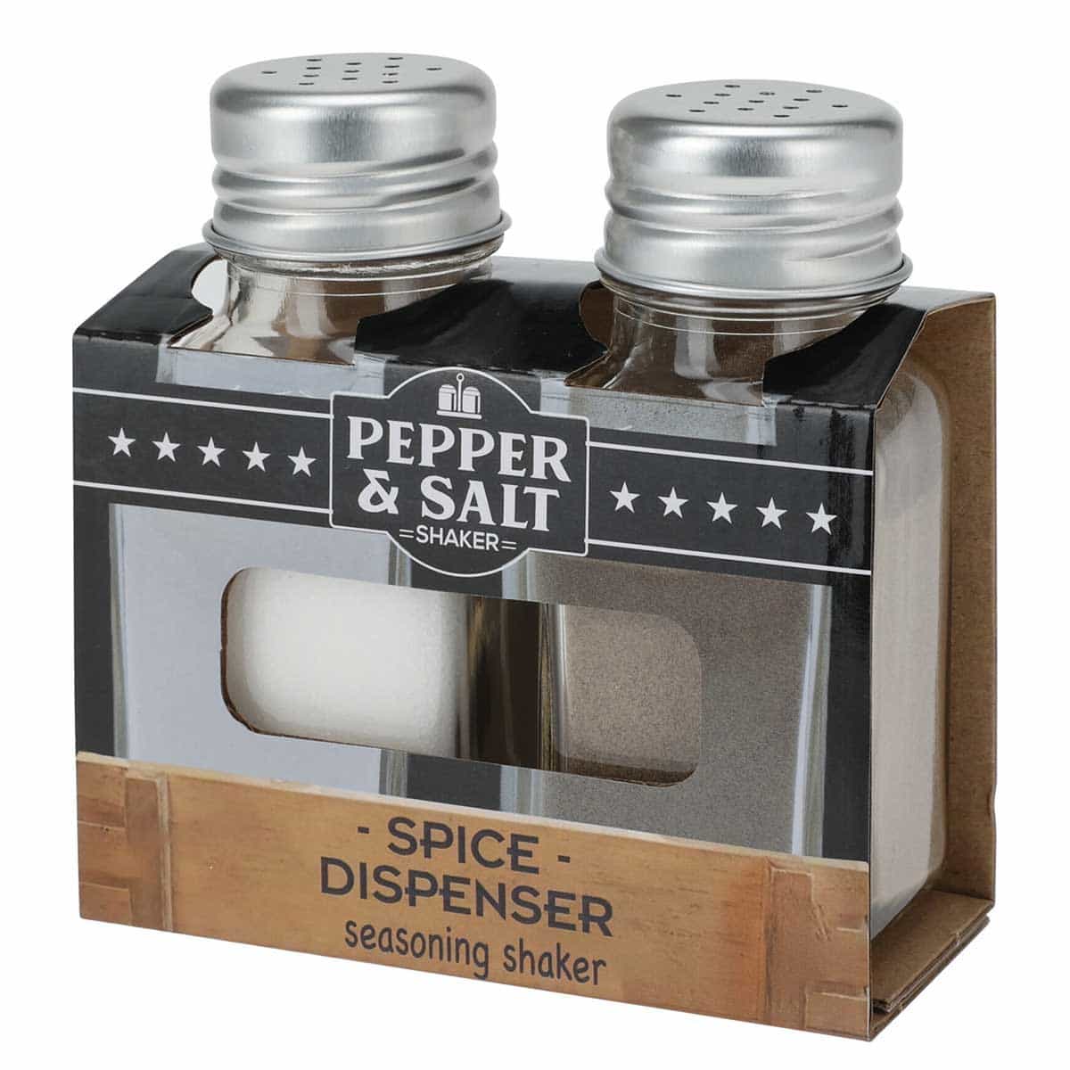 seasoning-alatopipero-set-2tem-gialina (1) Αλατοπιπερο Σετ. 2Τεμ. Γυαλινα Διαστάσεις 10 x 4.5 x 10 SEASONING MARVA 856000730 - Image 1