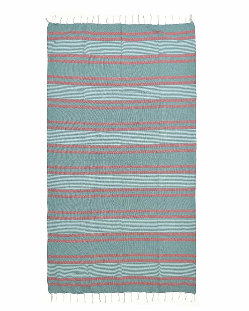 20240423103456_ble_petseta_pestemal_prasino_kokkino_chroma_riges_90by180_100_cotton Inart Ριγες Πετσέτα Θαλάσσης Βαμβακερή Πράσινη 180x90εκ. 5-46-509-0026 - Image 1