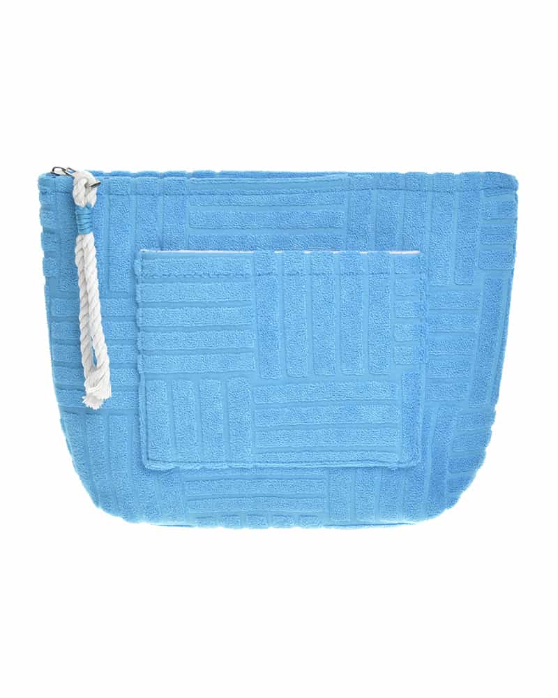 Ble γυναικείο υφασμάτινο τσαντάκι παραλίας τιρκουάζ ανάγλυφο 5-42-502-0013 - Image 1