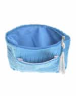 Ble γυναικείο υφασμάτινο τσαντάκι παραλίας τιρκουάζ ανάγλυφο 5-42-502-0013 - Image 3