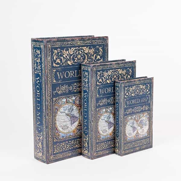 Estheti Home S/3 Διακοσμητικά Κουτιά Ξύλινα Μπλε 33x22x7cm 819-00279 - Image 1