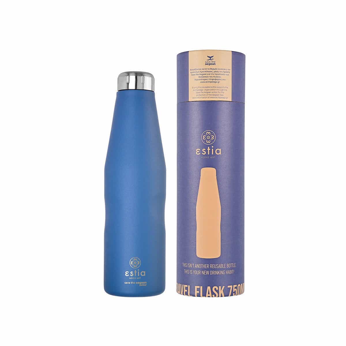 Μπουκάλι Θερμός Ανοξείδωτο BPA Free 750ml Denim Blue ESTIA 01-16616 - Image 1