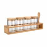 Θήκες Μπαχαρικών Γυάλινες σε Βάση Καφέ 5τμχ Estia  01-28206