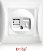 Lineme Μονή Πρίζα Δικτύου RJ45 με Πλαίσιο Τύπου Cat6 σε Λευκό Χρώμα 50-00118-1