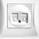 Lineme Διπλή Πρίζα Δικτύου και Τηλεφώνου RJ45/RJ11 με Πλαίσιο Τύπου Cat6 σε Λευκό Χρώμα 50-00120-1