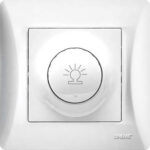 Lineme Χωνευτός Διακόπτης Dimmer με Πλαίσιο Απλός Περιστροφικός 500W σε Λευκό Χρώμα Κωδικός: 50-00110-1