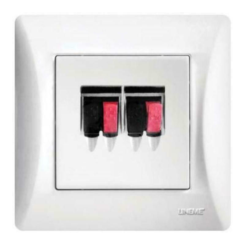 Lineme Πρίζα Ηχείων με Πλαίσιο Διπλή σε Λευκό χρώμα 50-00135-1 - Image 1