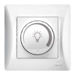 Lineme Χωνευτός Διακόπτης Dimmer με Πλαίσιο Για LED Περιστροφικός 200W σε Λευκό Χρώμα Κωδικός: 50-00141-1