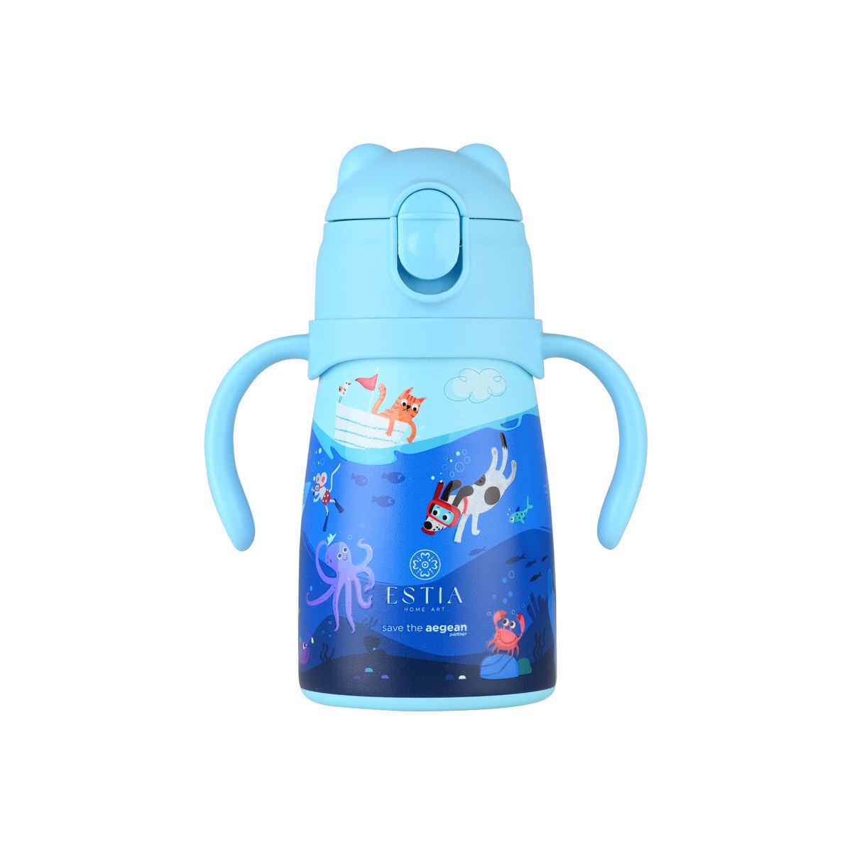 Estia Bubble Bottle Save The Aegean Παιδικό Παγούρι Θερμός Ανοξείδωτο με Pop-Up Καπάκι Non Spill Ocean Play 300ml 01-33170 - Image 1