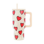 Estia Straw Tumbler XL Save the Aegean Ανακυκλώσιμο Handled Tumbler Θερμός Ανοξείδωτο BPA Free 900ml Tender Lace με Καλαμάκι και Λαβή Κωδικός: 01-32074