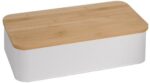 Ψωμιέρα Μεταλλική Καφε 23x42.2x12cm με Καπάκι Ξύλο Κοπής Estia 01-3623