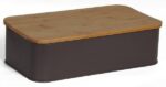 Ψωμιέρα Μεταλλική Καφε 23x42.2x12cm με Καπάκι Ξύλο Κοπής Estia 01-3623 - Image 2