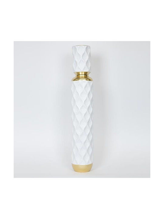 Διακοσμητικό Βάζο Δαπέδου Μεταλλικό Λευκό Φ14.5xΥ79.5cm Κωδικός: 752-22011 - Image 1