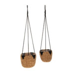 Σετ Διακοσμητικά Καλάθια Ψάθινα με Χερούλια Μαύρο 2τμχ Iliadis