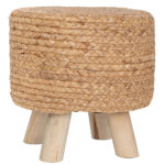 Σκαμπό Σαλονιού Ψάθινο Καφέ 29x26x26εκ.