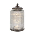 Iliadis Φαναράκι Γυαλινο Μεταλλικό Ασημί 11.5x11.5x20εκ. 92583