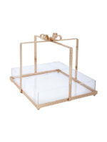 Διακοσμητικός Δίσκος Δωράκι 92625 17x17x17cm Gold Μέταλλο Plexiglass  92625