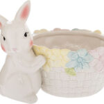 Λευκος Κεραμικος Λαγος Γλαστρακι 18.5x13x13.5εκ 92417