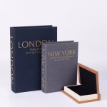 S/3 Κουτι Βιβλια Ξυλινα - Δερματινα LONDON - NEW YORK - PARIS ΜΑΥΡΟ - ΓΚΡΙ - ΚΑΦΕ 21x6x30cm / 17x4.5x23cm / 11x3x16cm Κωδικός 819-01582