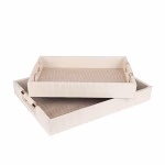 S/2 Δισκοι Ξυλινοι Με Καφε Ριγες Μπεζ - Χρυσο 40x30x5cm / 34x24x5cm Κωδικός 819-01585 - Image 3