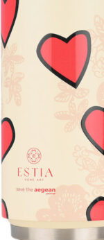 Estia Travel Cup Save the Aegean Ανακυκλώσιμο Ποτήρι Θερμός Ανοξείδωτο / Πλαστικό BPA Free 500ml Tender Lace με Καλαμάκι Κωδικός: 01-31329