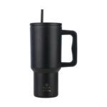 Estia Straw Tumbler XL Save the Aegean Θερμός Ανοξείδωτο BPA Free 900ml Midnight Black με Καλαμάκι