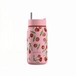 Estia Lens Save The Aegean Μπουκάλι Θερμός Ανοξείδωτο BPA Free 360ml Cherry Rose με Καλαμάκι