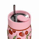 Estia Lens Save The Aegean Μπουκάλι Θερμός Ανοξείδωτο BPA Free 360ml Cherry Rose με Καλαμάκι - Image 2